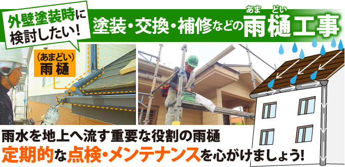 外壁塗装時に検討したい!塗装・交換・補修などの雨樋工事 | 取手市